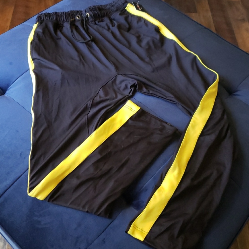 Yellow Strip-Mens Drop Crotch Joggers